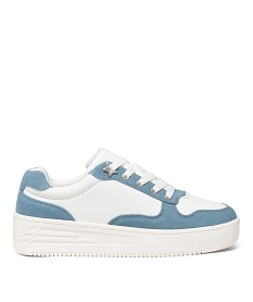 GEMO Baskets bicolores à épaisse semelle et strass femme bleu standard
