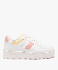 GEMO Baskets femme tricolores à semelle plateforme blanc standard
