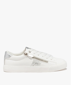 tennis femme a lacets pailletes et zip decoratif femme blanc baskets et tennisE482701_1