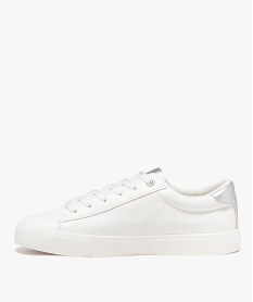 tennis femme a lacets pailletes et zip decoratif femme blanc baskets et tennisE482701_3