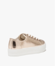 baskets femme dessus uni metallise a semelle compensee jaune baskets compenseesE482901_4