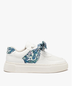 GEMO Baskets femme unies avec dessus bandana noué Blanc