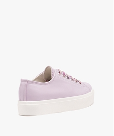 baskets femme dessus vernis et uni avec semelle plateforme violet baskets compenseesE483601_4