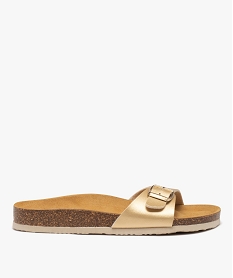 GEMO Mules femme unies avec  large bride à boucle ajustable dore