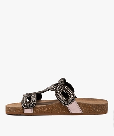 mules femme en cuir avec brides bijou fantaisie gris sandales plates et nu-piedsE484301_3