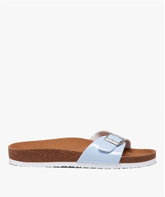 GEMO Mules plates femme unies avec bride vernie à boucle bleu standard