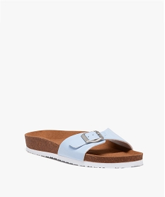 mules plates femme unies avec bride vernie a boucle bleu sandales plates et nu-piedsE484501_2