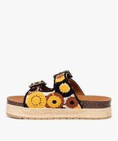 mules a semelle plateforme en corde et brides en crochet femme noir sandales plates et nu-piedsE484901_3