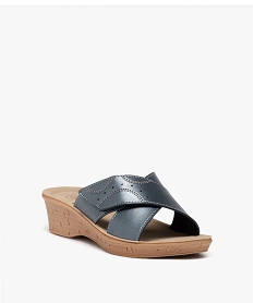 mules femme confort compensees a scratch bleu mules et sabotsE485401_2