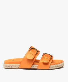 GEMO Mules femme unies avec brides à boucle en suédine et semelle corde orange standard