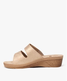 mules femme confort unies a semelle compensee avec double brides scratch beige standard mules et sabotsE485801_3