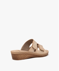 mules femme confort unies a semelle compensee avec double brides scratch beige standard mules et sabotsE485801_4