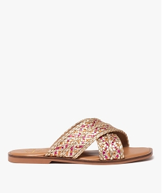 GEMO Mules femme en cuir à brides tressées métallisées - Taneo dore