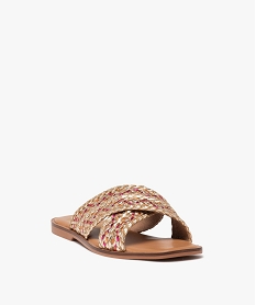 mules femme en cuir a brides tressees metallisees - taneo dore sandales plates et nu-piedsE486101_2