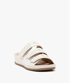 mules femme confort compensees a bride scratch avec details ajoures blanc sandales plates et nu-piedsE486601_2
