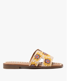 GEMO Mules femme plates dessus en crochet Jaune
