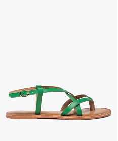GEMO Sandales plates avec fines brides en cuir femme vert standard