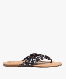 GEMO Tongs femme à brides en tissu drapé à motifs noir standard