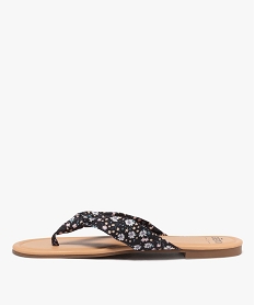 tongs femme a brides en tissu drape a motifs noir sandales plates et nu-piedsE487201_3