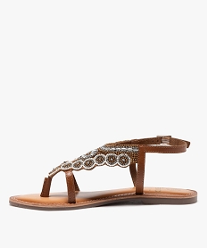 sandales femme en cuir avec dessus en perles et a entre-doigts orange sandales plates et nu-piedsE487801_3