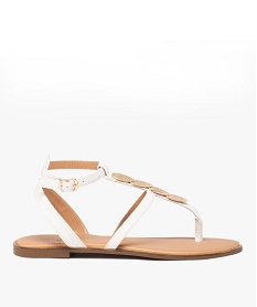 GEMO Sandales femme à entre-doigts et bride avec bijoux fantaisie blanc standard