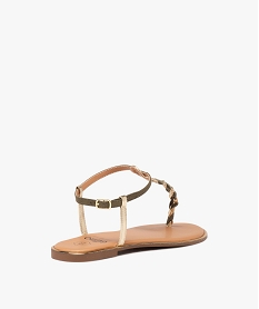 sandales femme plates avec bride tressee a entre-doigt details metallises kaki standard sandales plates et nu-piedsE488101_2