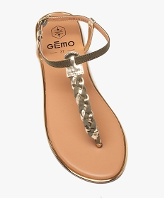 sandales femme plates avec bride tressee a entre-doigt details metallises kaki standard sandales plates et nu-piedsE488101_3