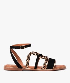 GEMO Sandales femme en cuir à brides tressées détails métallisés - Taneo noir standard