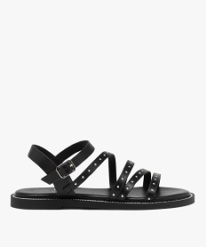 GEMO Sandales plates à brides cloutées femme noir standard