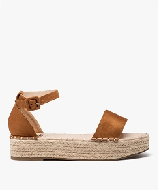 GEMO Sandales femme compensées en corde avec talon fermé Brun