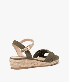 sandales femme compensees avec brides tressees en suedine kaki standard sandales plates et nu-piedsE491901_4