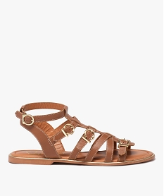 GEMO Sandales femme plates multibrides unies à boucle - Taneo dore