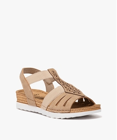 sandales compensees a brides elastiques et strass femme beige standard sandalesE493101_2