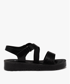 GEMO Sandales femme confort unies à semelle crantée avec brides fantaisie noir standard
