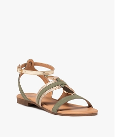 sandales femme casual a brides fantaisie et ronds metallises vert sandales plates et nu-piedsE493501_2