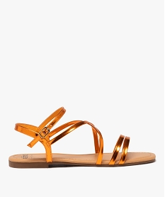 GEMO Sandales femme unies à fines brides vernies et talon plat orange standard