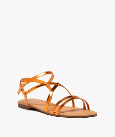 sandales femme unies a fines brides vernies et talon plat orangeE493701_2