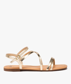 GEMO Sandales femme unies à fines brides vernies et talon plat dore
