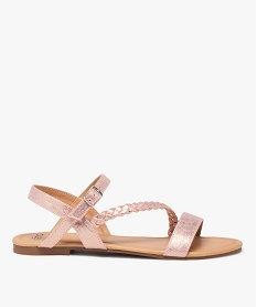 GEMO Sandales plates à brides métallisées femme rose standard