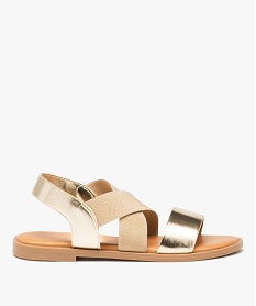GEMO Sandales femme à talon plat et brides élastiques unies dore