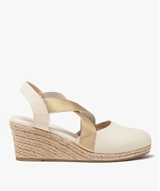 GEMO Sandales femme unies avec semelle corde compensée dessus à brides élastiques beige standard