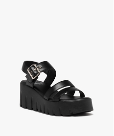 sandales femme compensees a larges brides unies noir sandales a talonE494801_2
