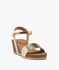 sandales femme a talon compense avec brides metallisees jaune sandales a talonE496401_2