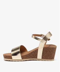 sandales femme a talon compense avec brides metallisees jaune sandales a talonE496401_3