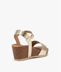 sandales femme a talon compense avec brides metallisees jaune sandales a talonE496401_4