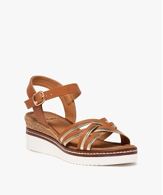 sandales femme a semelle compensee contrastante marron standard sandales a talonE496901_2