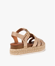 sandales femme a semelle corde compensee et brides metallisees dore sandales a talonE497301_4