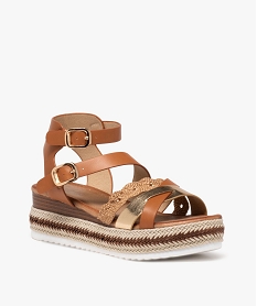 sandales femme a talon compense tresse et brides fantaisie orange sandales a talonE498001_2
