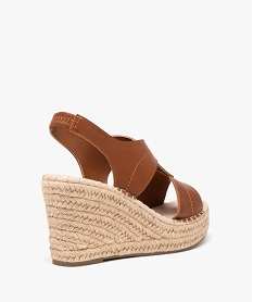 sandales femme a talon compense en corde unies a enfiler orange sandales a talonE498601_4