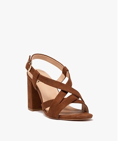 sandales femmes a talon haut en suedine et brides croisees orange sandales a talonE499001_2